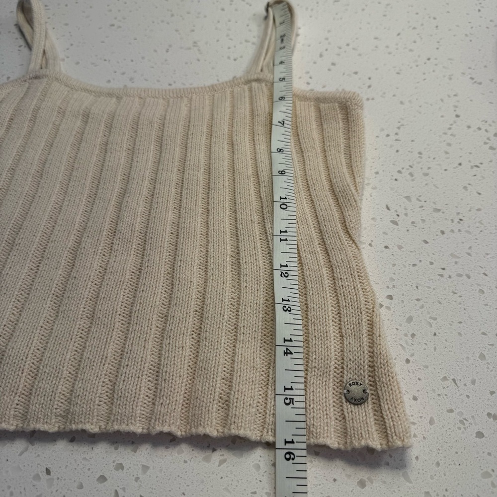 Roxy Cream Ribbed Knit Sweater Tank Cami Adjustable Straps Small - Picture 6 of 6